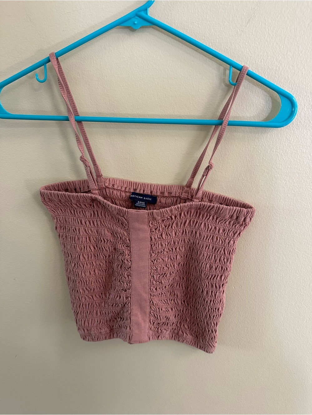 American Eagle Outfitters Light Brown Smocked Crop Tank Top